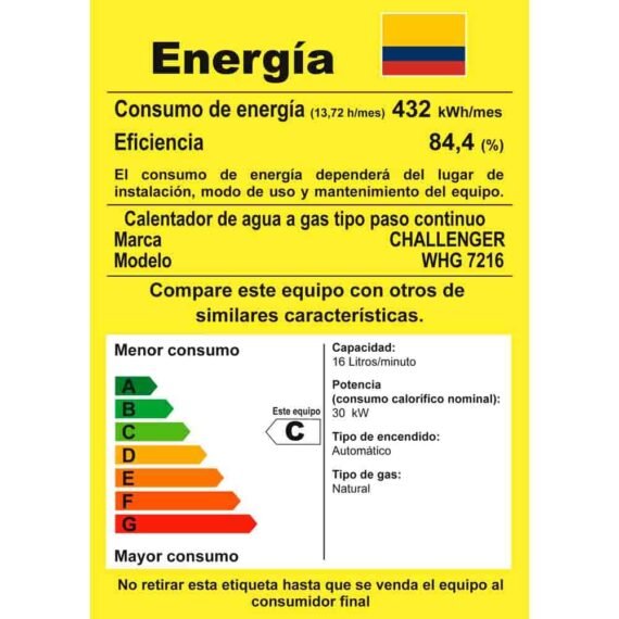 Calentador De Paso a Gas Natural Tiro Natural 16 Lts