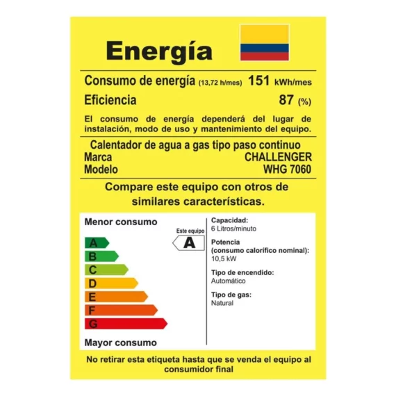 Calentador De Paso a Gas Natural 6 Lts Tiro Natural