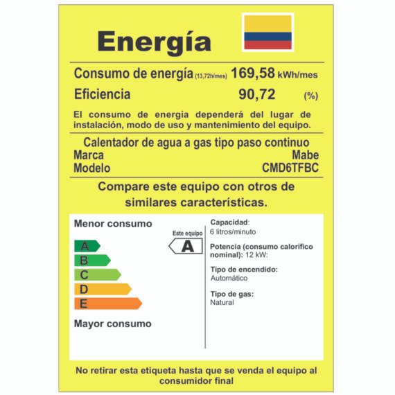 Calentador Mabe de Tiro Forzado 6L Blanco